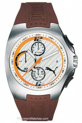 Puma Mens Gear Chronograph Brown Rubber Watch #PU130F2B0215.932