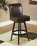 Armen Living 30" High Brown Swivel Curved Top Back Bar Stool