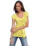 INC International Concepts Top, Short Sleeve Ruffle Top
