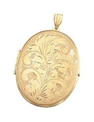 Clevereves 14K Yellow Gold 04.25X32.00 mm Oval Large Engraved Locket