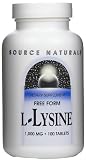 Source Naturals L-Lysine, Free Form, 1000mg, 100 Tablets (Pack of 3)