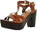 Top Moda Womens Pony-9 T-Strap Faux Wooden Platform Chunky Heel Sandals