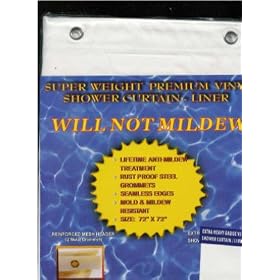 Super Weight Premium Vinyl Shower Curtain Liner with Lifetime Mildew Treatment