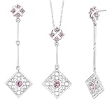 Stunning and Sophisticated Round Shape Pink Cubic Zirconia Pendant Earrings Set in Sterling Silver