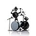ZOVIE Creative Top-grade Plated Stainless Drummer & Drum Set Sculpture Wrought Iron Musician Statue Instrument Model Home Decor Figurine Ornament Cafe Counter Living Room Bedroom Tabletop Study Office Book Shelf Decoration (Black)