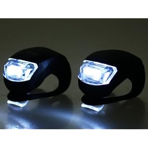 【クリックで詳細表示】サイクル自転車シリコン簡易装着2LED小型前照灯/LEDライト/ブラック