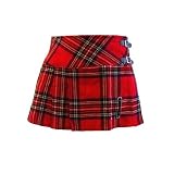 Mini jupe à carreaux - mini kilt écossais - style emo/punk - rouge