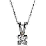 Platinum 25pt Certified Diamond Princess Cut Solitaire Pendant