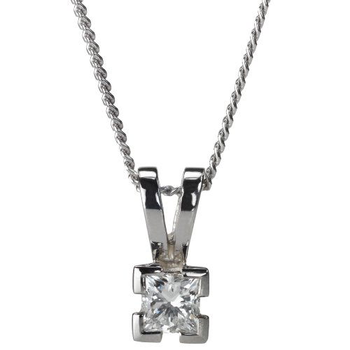 Platinum 25pt Certified Diamond Princess Cut Solitaire Pendant