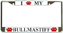 I Love My Bullmastiff Paw Prints Dog Chrome Metal License Plate Frame Holder