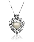 Sterling Silver Mother of Pearl Heart Pendant, 18