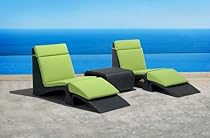 Hot Sale Outdoor Wicker Patio Furniture Pool Lounge All Weather 3 Pc Resin Wicker Chair & Footstool Recliner Set