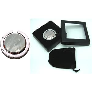 25 Gemstone Mother of Pearl FOLDING Purse Hooks with Black Velvet Pouches and Gift Boxes