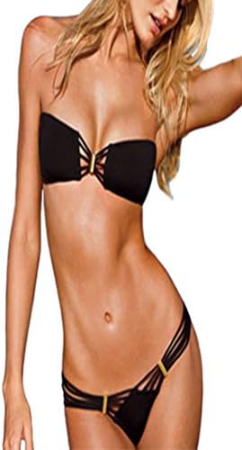 Simply Sexy Clothing Women's Extra Plated Padded Bandeau String Bikini