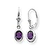 Sterling Silver 6x4mm Oval Amethyst Leverback title=