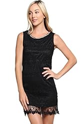 Floral Print Sleeveless Polyester Jeweled Lace Mini Dress 