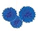 Elegant Bright Royal Blue Fluffy Hanging Paper Decorations - 16