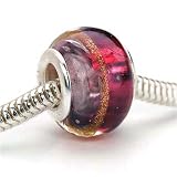 Murano Style Glass Lampwork Bead Fits Pandora Purple with Copper 14mm (1)