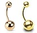 PIERCE ME (2pcs) Rose Gold IP & Gold Plated Color Basic Navel Ring 14G & 3/8