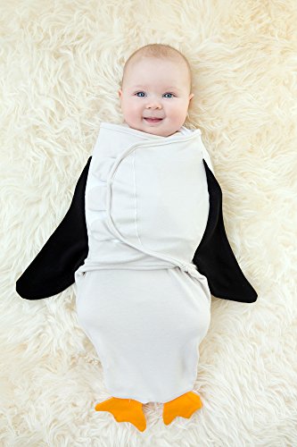 100% Organic Cotton Simple Swaddles (Penguin), 3-6M