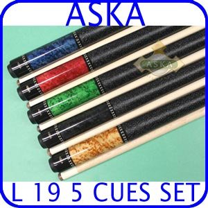 Billiard Pool Cue Stick Set Aska L19 5 pool cue sticks