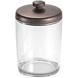 InterDesign Gina Bathroom Vanity Canister Jar for Cotton Balls, Swabs, Cosmetic Pads - Clear/Bronze