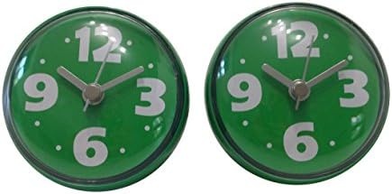 Bilik Shower Wall Clocks (Set of 2) - Water Resistant Colorful Fun Childrens Bathroom Accesssories - Green