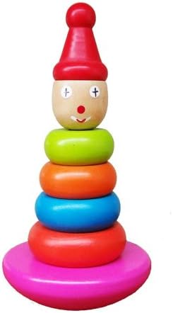 Cute Wooden Clown Roly-Poly Color Tower Toy detachable for Education Creative