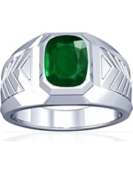 18K White Gold Cushion Cut Emerald Solitaire Ring