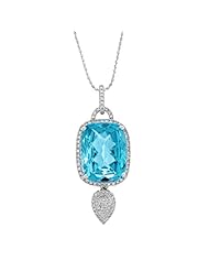 Victoria Kay Gemstone and 1/2ct White Diamond Pendant in 14k White Gold (IJ, I1-I2)