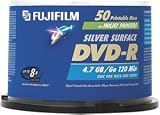 Fujifilm Media 23502490 DVD-R 4.7GB 120 Minutes Printable 16X Silver Surface Inkjet Storage Media - 50 Pack Spindle