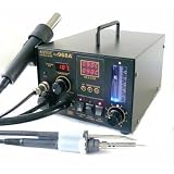 NEW!! Updated Aoyue 968A+ SMD Digital Hot Air Rework Station, 3 in 1 station has Hot Air, a 70 Watt Soldering Iron and a built in smoke absorber - 500 Watt Heater - 5 nozzles - 10 Soldering Iron Tips- Spare Heating Elements -Vacuum Pickup Kit (Tools & Hardware)