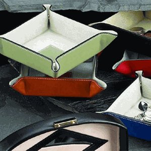 Genuine Leather Snap Valet Tray for Cufflinks Jewelry Change & More