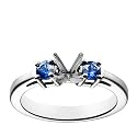 18k White Gold Prong-Set Engagement Ring Setting with Sapphire Sidestones