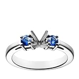 18k White Gold Prong-Set Engagement Ring Setting with Sapphire Sidestones