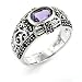Sterling Silver Marcasite Amethyst Ring Size 6