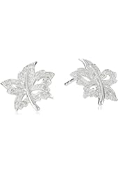 Sterling Silver Leaf Diamond Earrings (1/5 cttw, I-J Color, I2-I3 Clarity)
