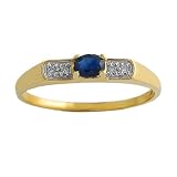 0.10 Cttw Sapphire & 0.05 Ct Diamond 14 Karat Yellow Gold Ring Size 7