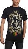 Zion Rootswear Young Men's Bob Marley Catch Roots Rock T-Shirt,Black,Small
