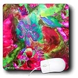 Lee Hiller Designs Floral Print - Watercolor Floral Bright Pink Purple Turquoise Aqua - Mouse Pads