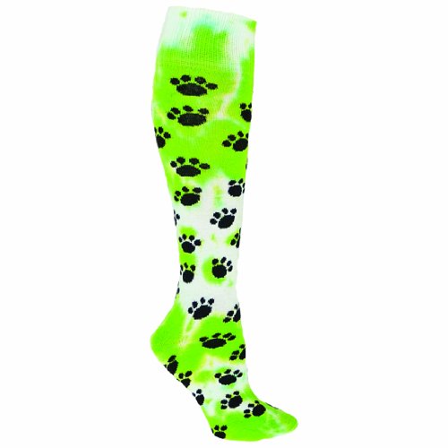 Red Lion Tie Dyed Paws Printed Athletic Sports Socks (Tie Dye Neon Green- Small)