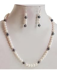 Fashionable Single Strand Natural Beautiful Tahitian & Pearl Beaded Necklace with Free Earrings