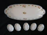 Nippon Celery Dish and 5 Salt Trays Handpainted