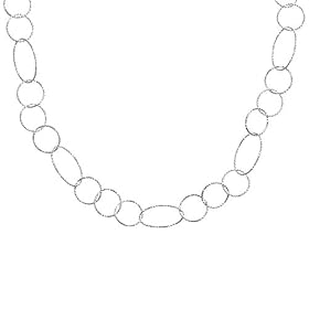 Sterling Silver Diamond-Cut Circle and Oval Link Necklace, 36"