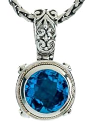 Balissima By Effy Collection Sterling Silver and 18k Yellow Gold Blue Topaz Pendant Necklace