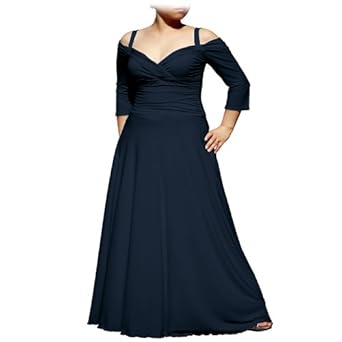 Evanese Women Plus Size Elegant Long Dress with 3/4 Sleeves