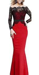 General Print Bateau Neck Mermaid Lace Polyester/Spandex Long Sleeves Cocktail Full Length Bodycon Dress/Evening Dress/Homecoming Dress/Prom Dress/Party Dress/Wedding Dress/Maxi Dress 