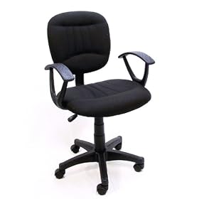 Black Fabric Office Chair w/Arms, Gas Lift & Great Student or Computer Chair