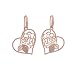 Rose Gold Plated Sterling Silver Cubic Zirconia Open Heart and Flower Filigree Earrings