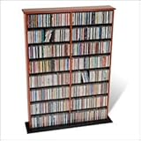 Cherry Double Width Wall Multimedia Storage Tower for CD, DVD & VHS
